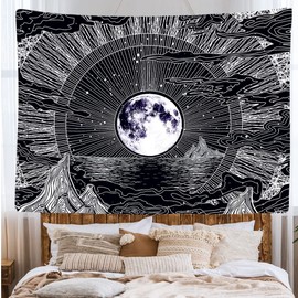 Ulticool - Tapestry Decoration Home - Moon Stars Nature Clouds Bohemian Psychedelic Mountains - 200 x 150 cm - Wall Towel Wall Hangings - Accessories for Bedroom Living Room