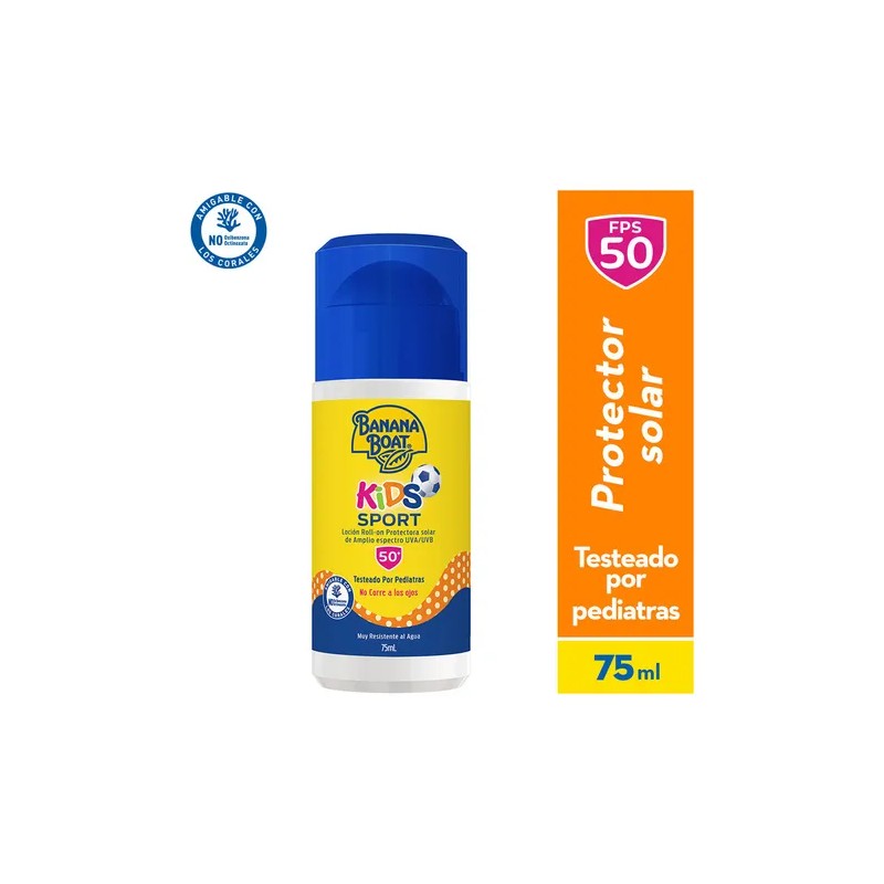 Protector Solar Banana Boat Kids Sport 50FPS Roll On 75mL