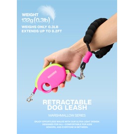 Maogoublue Retractable Dog Leash, 8.2ft Extendable with Cushioned Handle & Reflective Tape, Lightweight 132g for Small Dogs up to 12kg, Tangle-Free Automatic Reel (Creamy Melon)