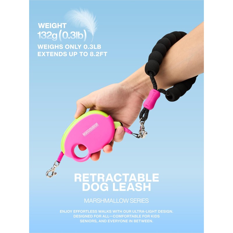 Maogoublue Retractable Dog Leash, 8.2ft Extendable with Cushioned Handle &
