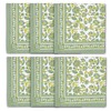 Encasa XO Sanganeri Print Cloth Napkins, Serviettes 45x45 cm Sage