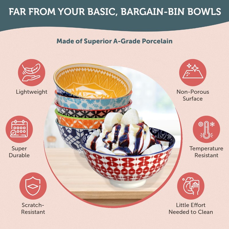 Annovero 10 Oz Ice Cream Bowls - Small Bowl for
