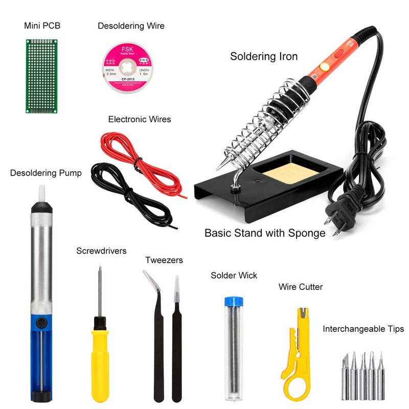 Soldering Iron Kit, 60W Upgraded Soldering Kits Adjustable Temperature Welding