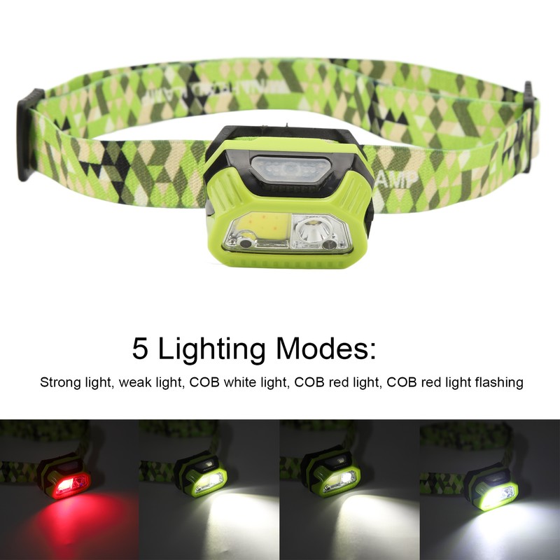 LED Induction Headlamp Waterproof Headband Flashlight for Outdoor Camping Night