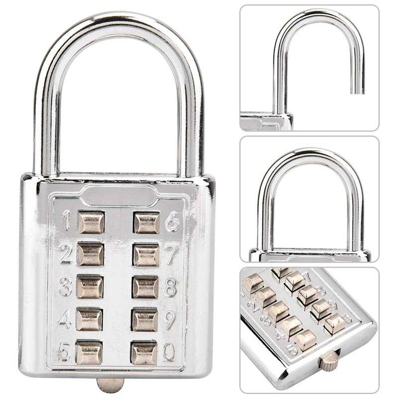 Padlock, Lock Tactile Button Combination Padlock, 10 Button Combination Padlock,