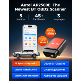 Autel AP2500E Bluetooth Code Reader OBD2 Scanner, Oil Reset, TPMS, EV Battery, BMS Reset, All-System Code Read/Clear, OBD2 10 Tests, Check Engine Light, 45+ Car Brands, for Android/iOS