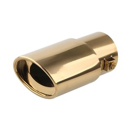 Alpha Depot Muffler Cutter, Downward, Flip-Up, Single, Slash, Oval, Stainless Steel, Automobile, Large Diameter, Universal Dress Up Parts (Gold, Straight)