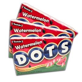 Dots Watermelon Gumdrops, Fruity and Chewy Summer Candy, Pack of 3-6.5oz Boxes