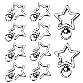10Pcs Star Carabiner Keychain,Metal Star Carabiner Lobster Claw Clasps