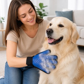 Silicone Pet Grooming Gloves for Cat & Dog Hair Removal - Soft Massage DE shedding Gloves for Wet & Dry Grooming