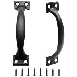 Jiozermi 2 Pcs 5" Rustic Gate Handle, Iron Hardware Handle Pull with Screw, Vintage Farmhouse Cabinet Handles, Retro Drawer Pulls for Outdoor, Garage & Drawer, Black