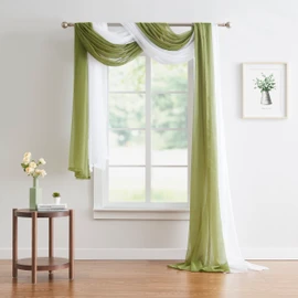 WARM HOME DESIGNS El Paquete de Tela Drapeada de Arco de Boda Tiene 2 Bufandas de 549 cm en Colores de Verde Salvia y Blanco para Tela de Boda, o Decoración de Boda. AD White & Sage 216”