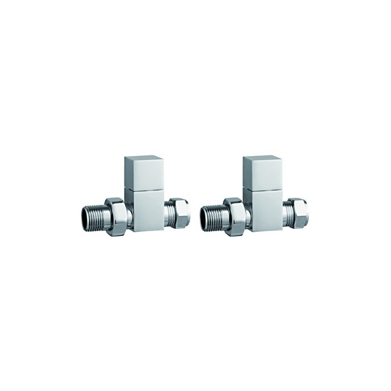 Keenware KRA-005 Square Radiator & Towel Warmer Straight Valves, Chrome