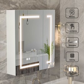 Mepplzian LED Bathroom Cabinet Mirror Smart Wall Defogging Vanity Storage with LED Lights