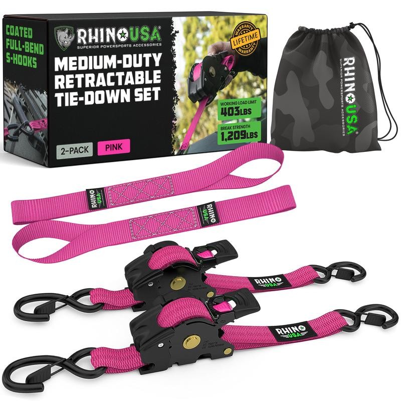 Rhino USA 1" x 10' Retractable Ratchet Straps (select 2
