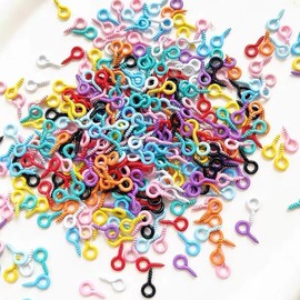 200Pcs Colorful Small Screw Eye Pins, Craft Eyelets for DIY Jewelry Making, Arts, Crafts and Sewing, Mini Hoop Pegs, Self Tapping Screws, Jewelry Eye Hooks