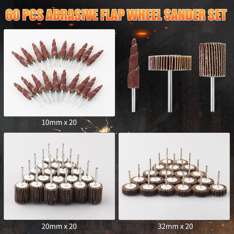 Mixiflor 30 Pcs Flap Wheel Sander for Dremel, 80 Grit