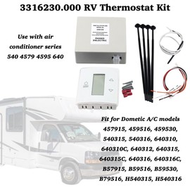 RV Thermostat Kit, Fit for Dometic RV Furnace, Single Zone LCD Touch RV Thermostat Heat/Cool Control Kit, 12V DC Camper Air Conditioner Wall Thermostat Replaces 3316230.000 3316410.700