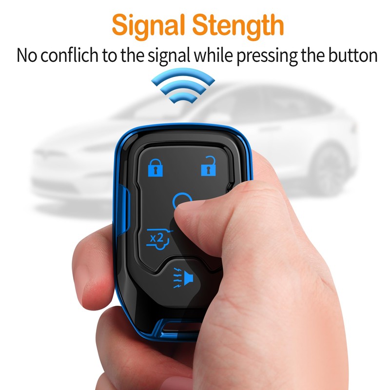Sindeda for Chevy Key Fob Protective Cover TPU and Leather