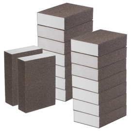 sourcing map 16pcs Sanding Sponge Blocks 240-320 Grits Hand Block, 100x70x25mm, Brown&White