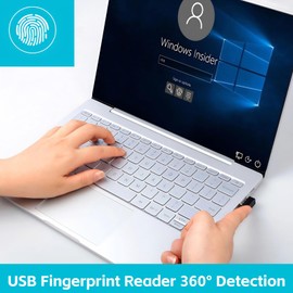 USB Fingerprint Reader, 360° Detection Mini Fingerprint Scanner 0.5s Touch Speedy Matching Portable Biometric Scanner USB Security Key for Password and File Encryption