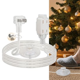 PEESIN 6 FT Clear Extension Cord with Foot Switch, 3-Outlet Invisible Extension Cords with 2 Prong Flat Plug, UL-Certified Indoor Thin Power Cord with Switch for Christmas Light, 18 AWG 125V 7A
