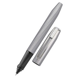 ONLINE Rollerball Slope, Patronen-Roller Strichstärke M, für Standard-Tintenpatronen, ergonomisches Griffstück, für Rechtshänder und Linkshänder, Rollerballspitze, für Schule und Büro, Metallic Grey
