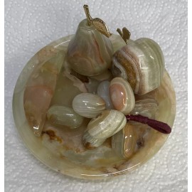 Unbranded Marble mini fruit plate with mini fruit Apple, Pears,Grapes, Banana 4” Set NEW