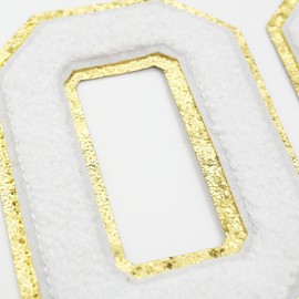 TXSN 3PCS White Chenille Numbers Patch, Large Size 4-1/2" Iron on Number Patches Varsity Glitter Patches for Clothing, 0