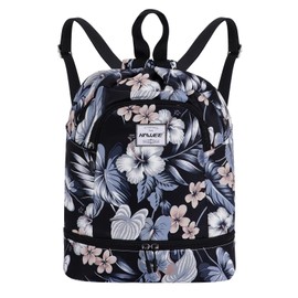 HAWEE Waterproof Drawstring Backpack with Inner Pocket Large Gym Bag Drawstring Daypack Drawstring Bag Sports Bag Unisex for Women Men Travel Everyday School Outdoor Yoga Swimming Beach, small flower,
