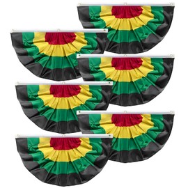 GOAUS Juneteenth Decorations 1.5x3 Ft African American Bunting Flags with Grommets, Black History Month Pleated Fan Banner Kwanzaa Décor Set of 6