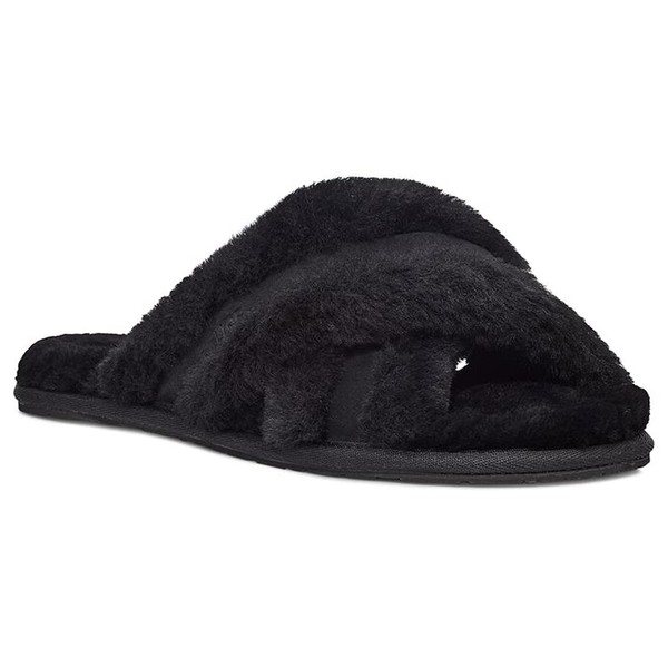 UG SCUFFITA 1123572 Women's Sheepskin Slippers, Sandals, Room Shoes, Black