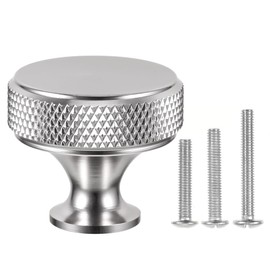 sdhiiolp 10 Pcs Cabinet Knobs Matte Silver Metal Round Knurled Wardrobe Knobs Door Kitchen Hardware Cupboard Knobs with Screws Handles for Drawer Dresser, Cupboard and Wardrobe
