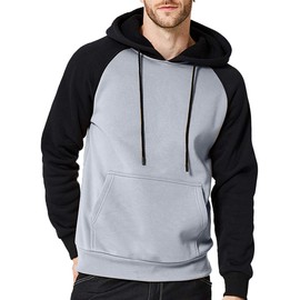 DUOFIER Men's Casual Long Sleeve Hooded with Adjustable Drawstring Hoodies, Light Gray-S