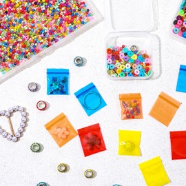 Heclia Small Zip Lock Bags 200 PCS Mini Plastic Colored Transparent Seal Lock Bags 1"x1" Thick 4 Mil Poly Resealable Strong Baggies Portable Pouches All Purpose Storage for Jewelry Snack Pills Beads