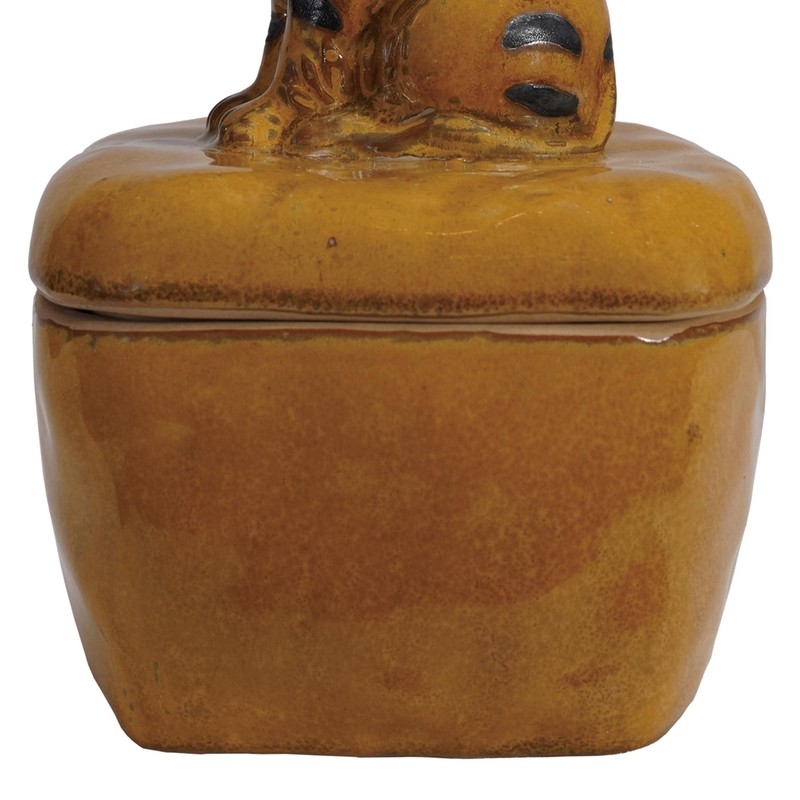 Creative Co-Op Stoneware Jar with Tiger Handle and Lid with