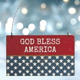 Patriotic Christmas Ornament, Rustic USA Farmhouse Décor Tree Decorations by Christmas Market Ornaments - God Bless America