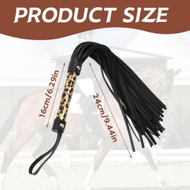 BEPSYOM Leather Riding Whip Horse Whip for Horses Daily Training Horse Jumping Race Whisk with Fringes