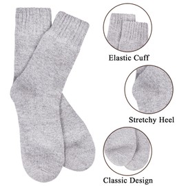 Loritta 6 Pairs Winter Socks Men Wool Socks Mens Thermal Nordic Socks Warm Socks for Men,Sky Grey