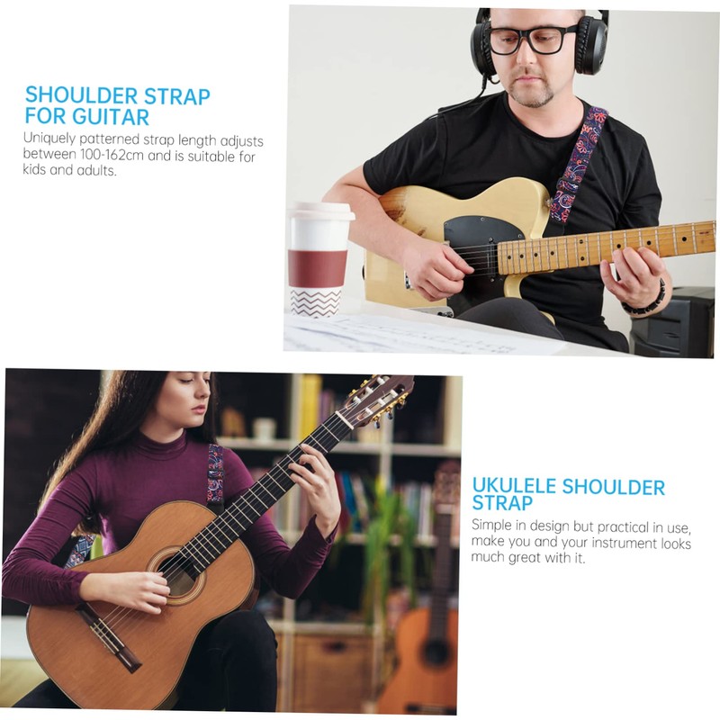 SUPVOX 3pcs Girls Guitar Strap Leather Ends 100-162cm Length Padded