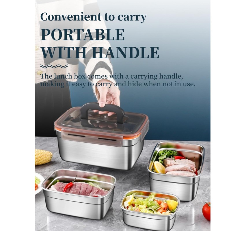 Lunch Box, Stainless Steel Food Storage Containers Leak Proof& Airtight