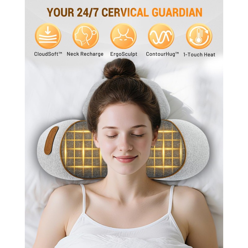 Spongiduits 3-in-1 Neck Massager Pillow,Massage Neck Hump - Heating, Vibration,