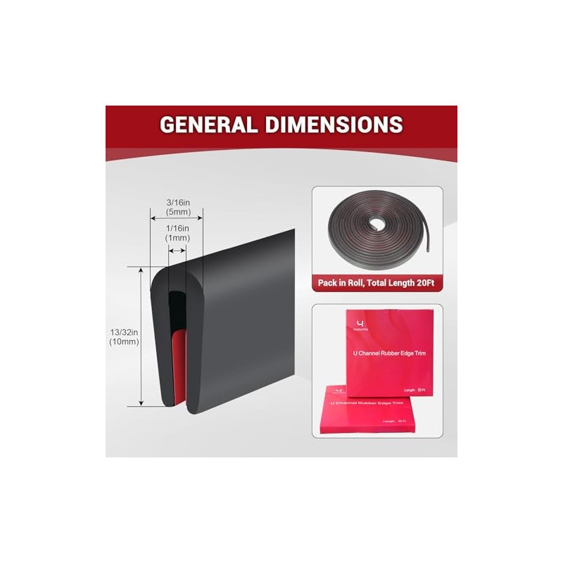Protector de Borde de Canal U Flexible Autoadhesivo 6 m