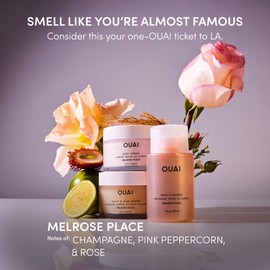 OUAI Scalp & Body Scrub Travel Size, Melrose Place - Exfoliating Body Scrub with Sugar & Coconut Oil Blend for Smooth, Moisturized Skin - Gentle for Removing Product Build Up (3.4 Oz)