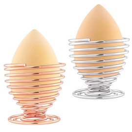 Luxspire Makeup Sponge Holder, Puff Holder, Stainless Steel, Spring Helix Type, For Makeup Sponge Puff Use, Standing Storage, Cosmetic Tool Storage, Small, Lightweight, Rust Free, Storage for Fashion Accessories, Silver + Rose Gold