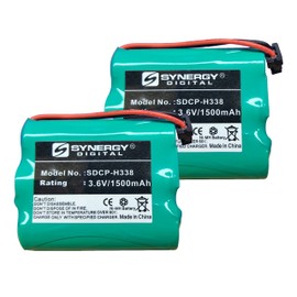 Synergy Digital Cordless Phone Batteries, Works with Uniden EXL8950 Cordless Phone, (Ni-MH, 3.6V, 1500 mAh), Compatible with Panasonic HHR-P505 Battery, Combo-Pack Includes: 2 x SDCP-H338 Batteries