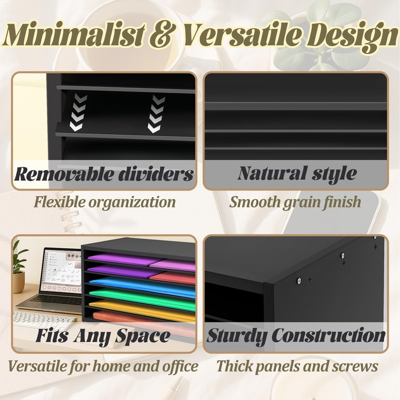 PROLEE Construction Paper Organizer 20" x 13.5" x12.2",Soild Wooden Paper