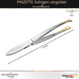 Schwertkrone Tweezers from Solingen Made in Germany Plucking Tweezers Eyebrow Tweezers Splitter Tweezers Gold-Plated (Straight Gold-Plated)