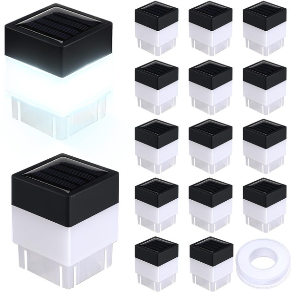 Tujoe 16 Pack Solar Fence Post Cap Lights 2In x