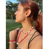 Set 3 in 1, long double red and white necklace